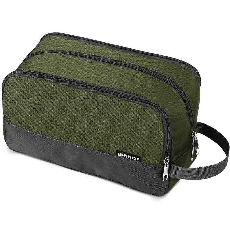 WANDF Toiletry Bag for Men Hanging Dopp Kit Water Resistant Shaving Bag Small Toiletry Bag for Traveling (Army Green) - Image 1